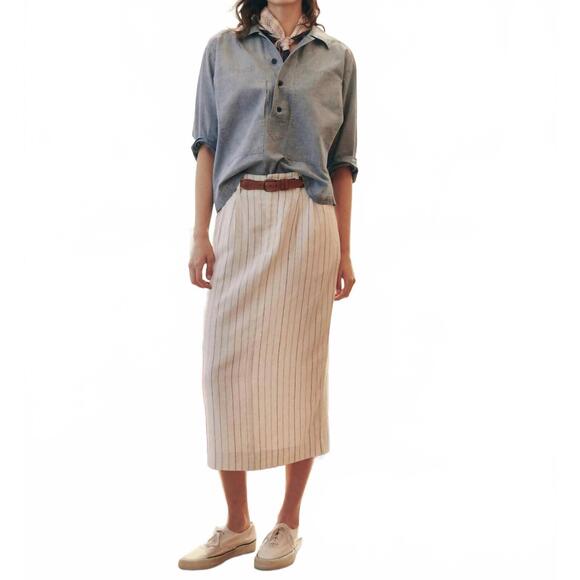 THE GREAT. Dresses & Skirts - NEW THE GREAT. pleated column skirt in cream pinstripe